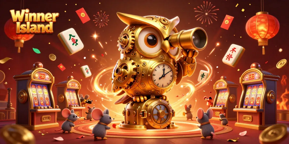 Experience the excitement at Winner Island Casino with vibrant slot machines and lively characters!